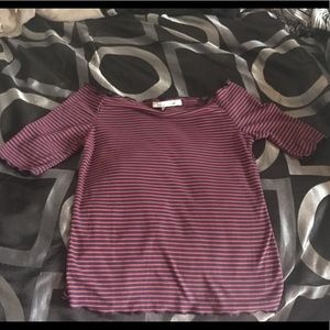 Red & Navy Blue off the shoulder Crop Top